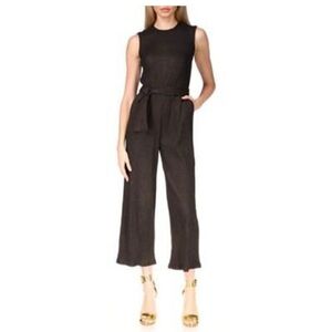 Michael Kors Black Sleeveless Jumpsuit with Cropped Wide-Leg
